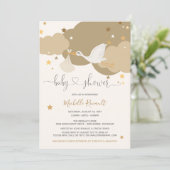 コウノトリ金ゴールド男女兼用ベビーシャワー 招待状 (スタンド正面)