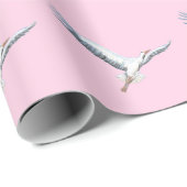 コウノトリ飛んでいるラッピング紙 ラッピングペーパー (ロールコーナー)