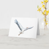 コウノトリ飛んでいる カード (黄色い花)