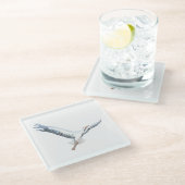 コウノトリ飛んでいる ガラスコースター (アングル)