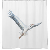 コウノトリ飛んでいる シャワーカーテン (正面)