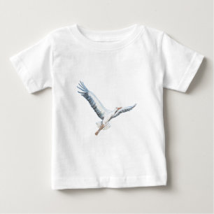 コウノトリ飛んでいる ベビーTシャツ