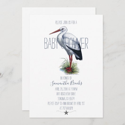 コウノトリ 招待状 (正面/裏面)