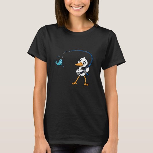 コウノトリ 釣り 趣味 釣り人 漁師 Tシャツ (正面)