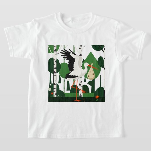 コウノトリ Tシャツ (レイダウン)