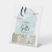 コウノトリBoho赤ちゃんシャワーのデコールカードとギフトサイン 台座サイン (正面)