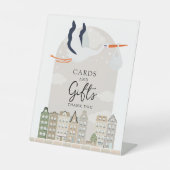 コウノトリBoho赤ちゃんシャワーのデコールカードとギフトサイン 台座サイン (正面)