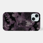 コウモリとクモの巣 iPhone 15ケース (裏面横)