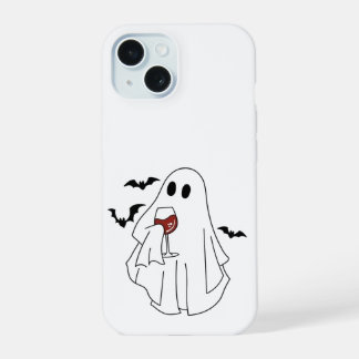 コウモリと戯れるほろ酔いガイコツ - ハロウィーン ワイン好きのためのケース iPhone 15ケース