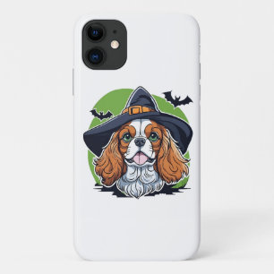 コウモリと魔女の帽子をかぶった犬 iPhone 11 ケース