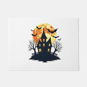 コウモリのいるお化け屋敷 - スプーキー・ハロウィンTシャツ ドアマット