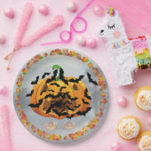 コウモリのハロウィンのかぼちゃ ペーパープレート (パーティー)