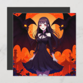 コウモリのヴァンパイアプリンセス - ゴシック 招待状 (正面/裏面)