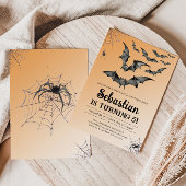 コウモリの不気味なハロウィン誕生日パーティー 招待状