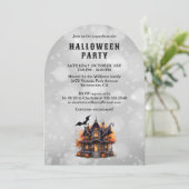コウモリの幽霊屋敷のかぼちゃ ハロウィンパーティー 招待状 (スタンド正面)