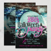 コウモリの翼と月が織りなすおとぎ話風ハロウィンパーティー 招待状 (正面/裏面)