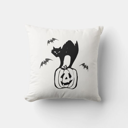コウモリ ネコ かぼちゃ ハロウィン クッション (正面)