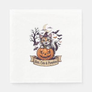 コウモリ ネコ かぼちゃ ハロウィン 魔女 猫 怖い 木 スタンダードランチョンナプキン