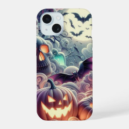 コウモリ・ポーション・カボチャのハロウィン iPhone 15ケース