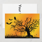 コウモリ、木、かぼちゃを使ったハロウィンデザイン (正面/裏面)