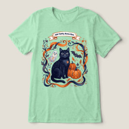 コウモリ 猫 ファミリー チャット 面白いハロウィンマッチング トライブレンドＴシャツ