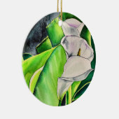 コウライサトイモの水彩トロピカルフラワーリリー セラミックオーナメント (右)