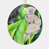 コウライサトイモの水彩トロピカルフラワーリリー セラミックオーナメント (左)