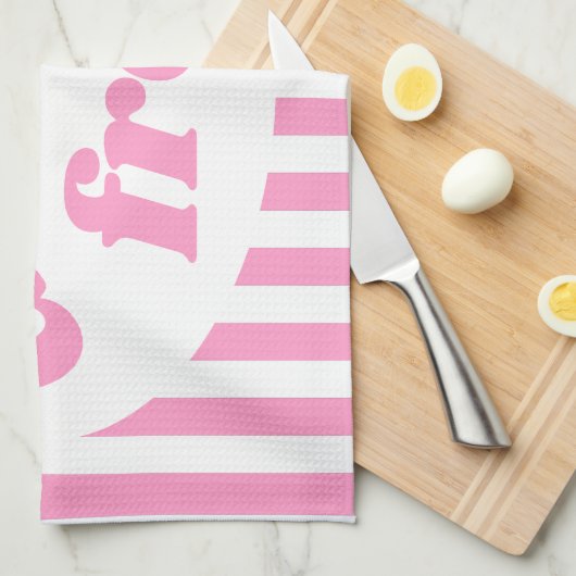 コエリアックピンク白グルテンフリー標識 キッチンタオル (四つ折り)
