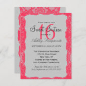 コエレガントーラルピンクレー縁どス&石板グレー 招待状 (正面/裏面)