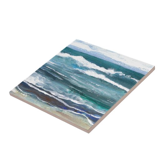 コオロギの海の海洋波のビーチのギフト タイル (側面)