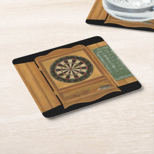 コオロギの記録を用いるダート盤 スクエアペーパーコースター (アングル)