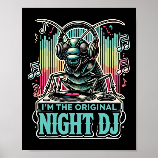 コオロギ 虫 私はオリジナルのナイトDJ ポスター (正面)