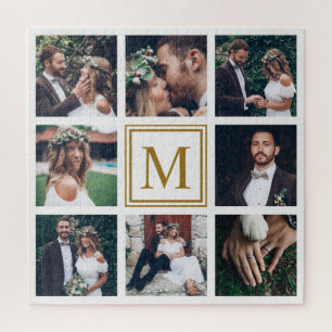 コカスタムラージュ8結婚のフォト金ゴールドモノグラム ジグソーパズル