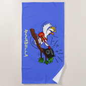 コカトおもしろいー遊のロックギター漫画 ビーチタオル (正面)