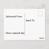 コカトゥーが誕生日ケーキの風船に止まっている ポストカード (裏面)