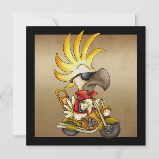 コカトゥーバイクもしくは自転車に乗る人- SRF 招待状 (正面)