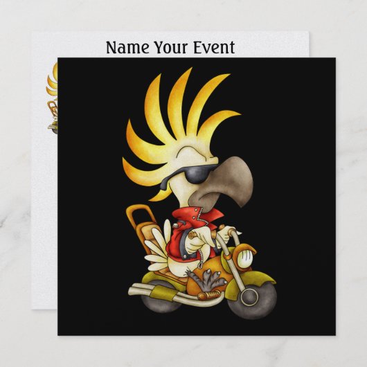 コカトゥーバイクもしくは自転車に乗る人- SRF 招待状 (正面/裏面)