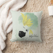 コカトゥーバードイエローと緑の水色パーソナル クッション (ブランケット)