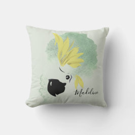 コカトゥーバードイエローと緑の水色パーソナル クッション