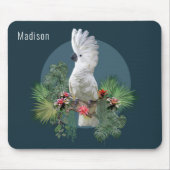 コカトゥーバードトロピカルフラワーパーソナライズされたズ名 マウスパッド (正面)
