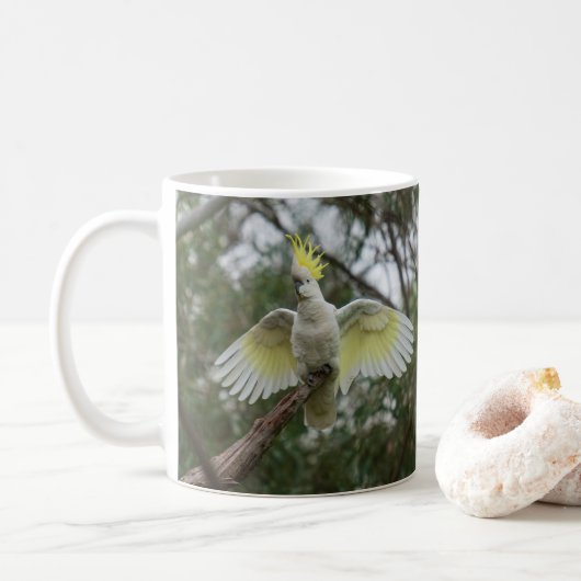 コカトゥー広がる翼の鳥オーストラリア コーヒーマグカップ (ドーナツ)
