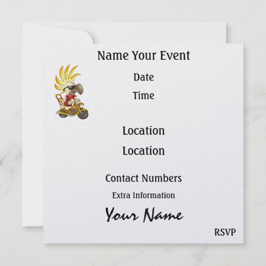 コカトゥー バイカー - SRF 招待状 (裏面)