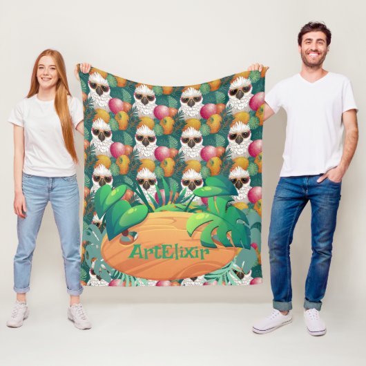 コカトクールー着用シェードプリント フリースブランケット (インサイチュ)