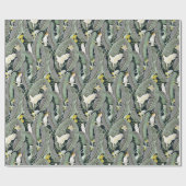 コカトースと暖かい緑のバナナの葉のオアシス ラッピングペーパー (フラット)