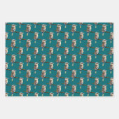 コカブラふわふわオーストラリア鳥の模様(緑) ラッピングペーパーシート (正面3)
