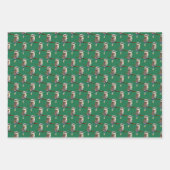 コカブラふわふわオーストラリア鳥の模様(緑) ラッピングペーパーシート (正面2)