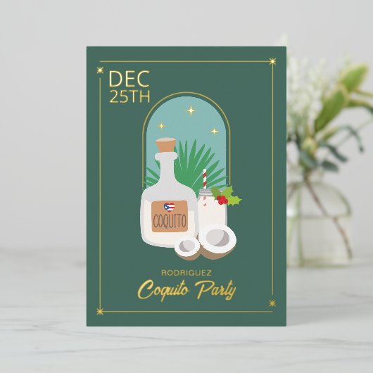 コキトホリデーパーティフォイル招待状 箔招待状 (立ち正面)