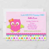 コキンメフクロウのバースデーパーティ招待状 招待状 (正面)