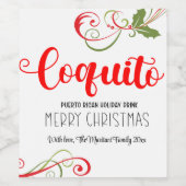 コキートメリークリスマスパーソナライズされたボトルラベル ワインラベル (シングルラベル)