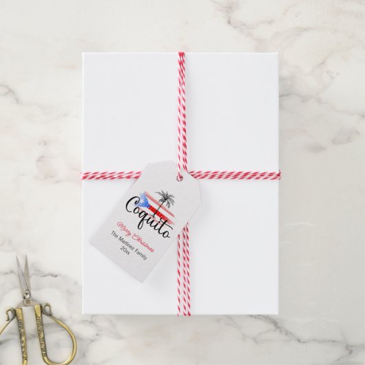 コキートメリークリスマスフラッグパームツリーギフトラベル ギフトタグ (より糸付き)